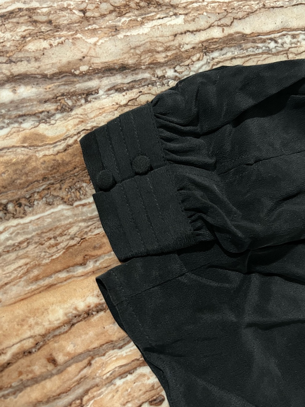 Black Ruffled Button-Front Blouse - Picture 2 of 3